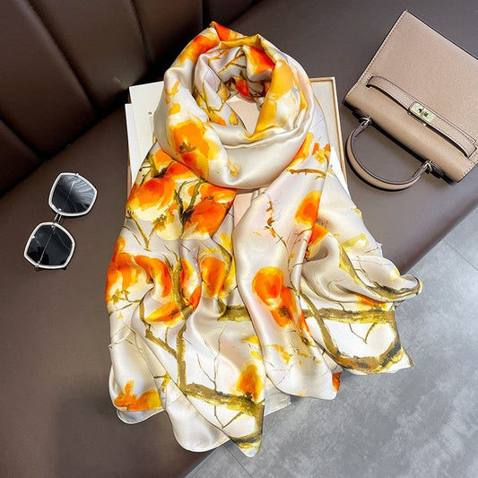 Sunproof Extended Print Faux Silk Scarf