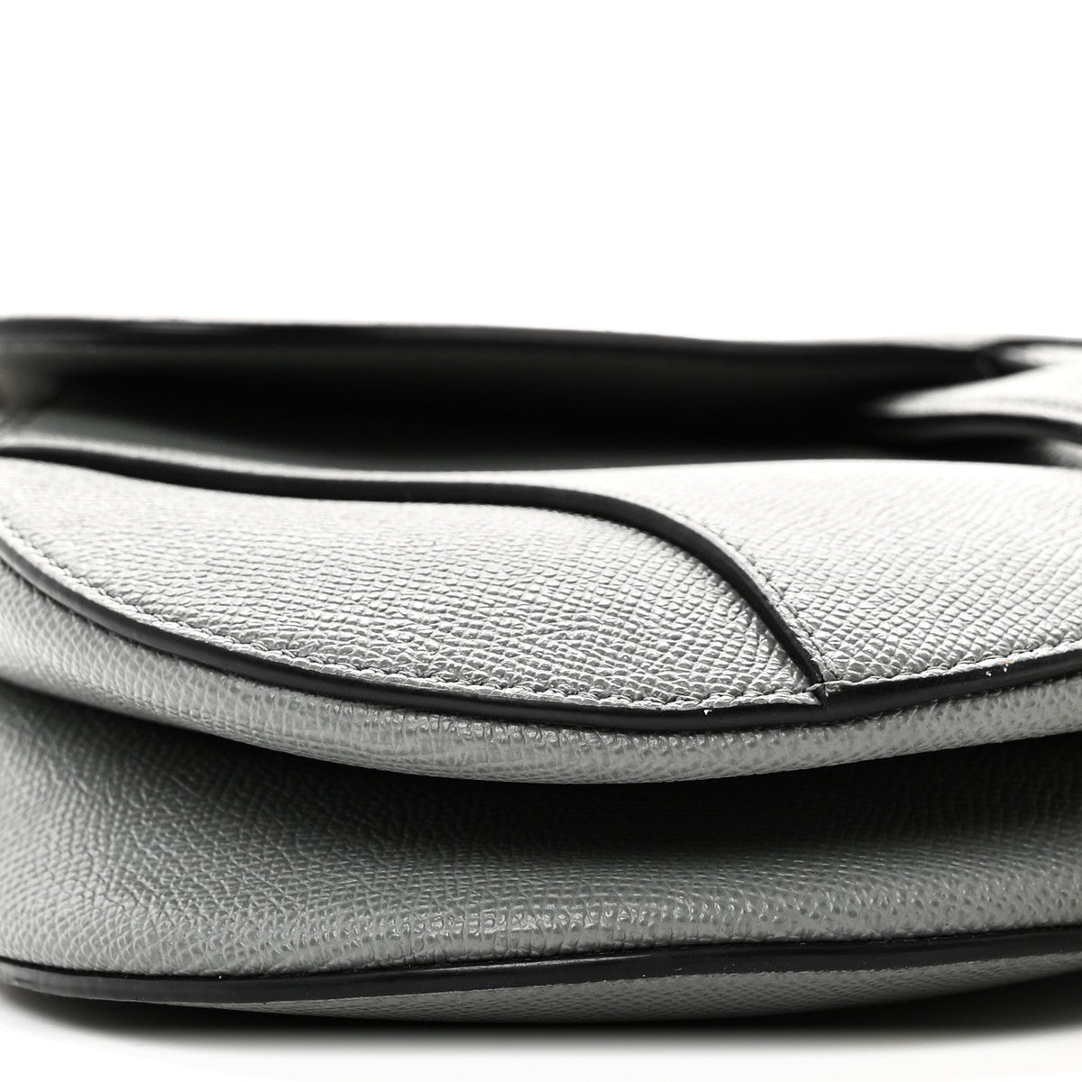 Grained Calfskin Saddle Bag Grey Stone