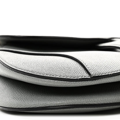 Grained Calfskin Saddle Bag Grey Stone