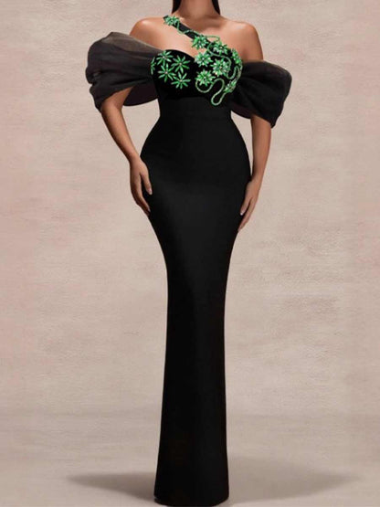 Liana Bubble Sleeve Bandage Maxi Dress