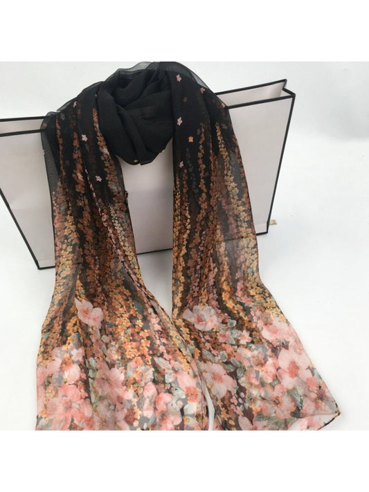 Scarvii - Floral Print Scarf - Lightweight &amp; Elegant