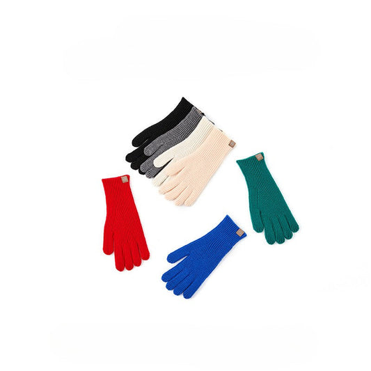 Solid Color Simple Ribbed Lengthen Knit Gloves