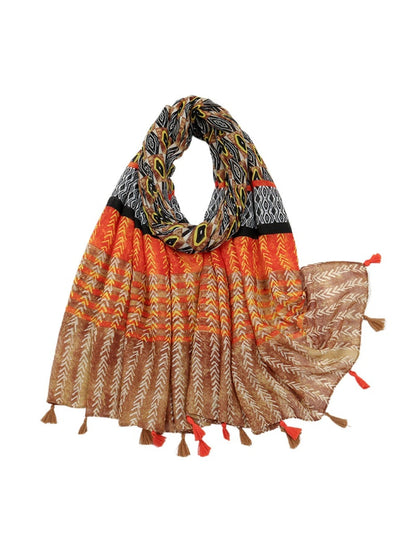 Scarvii - Retro Printed Fringed Scarf Shawl
