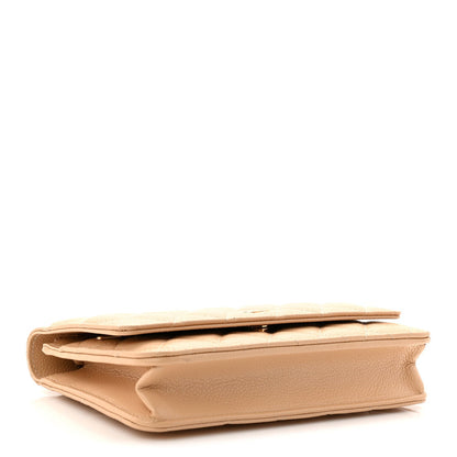 Caviar Quilted Wallet on Chain WOC Beige