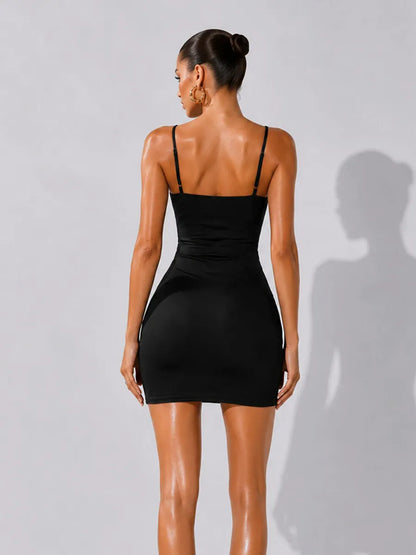 Valeria Rhinestone-Embellished Lace-Up Bodycon Mini Dress