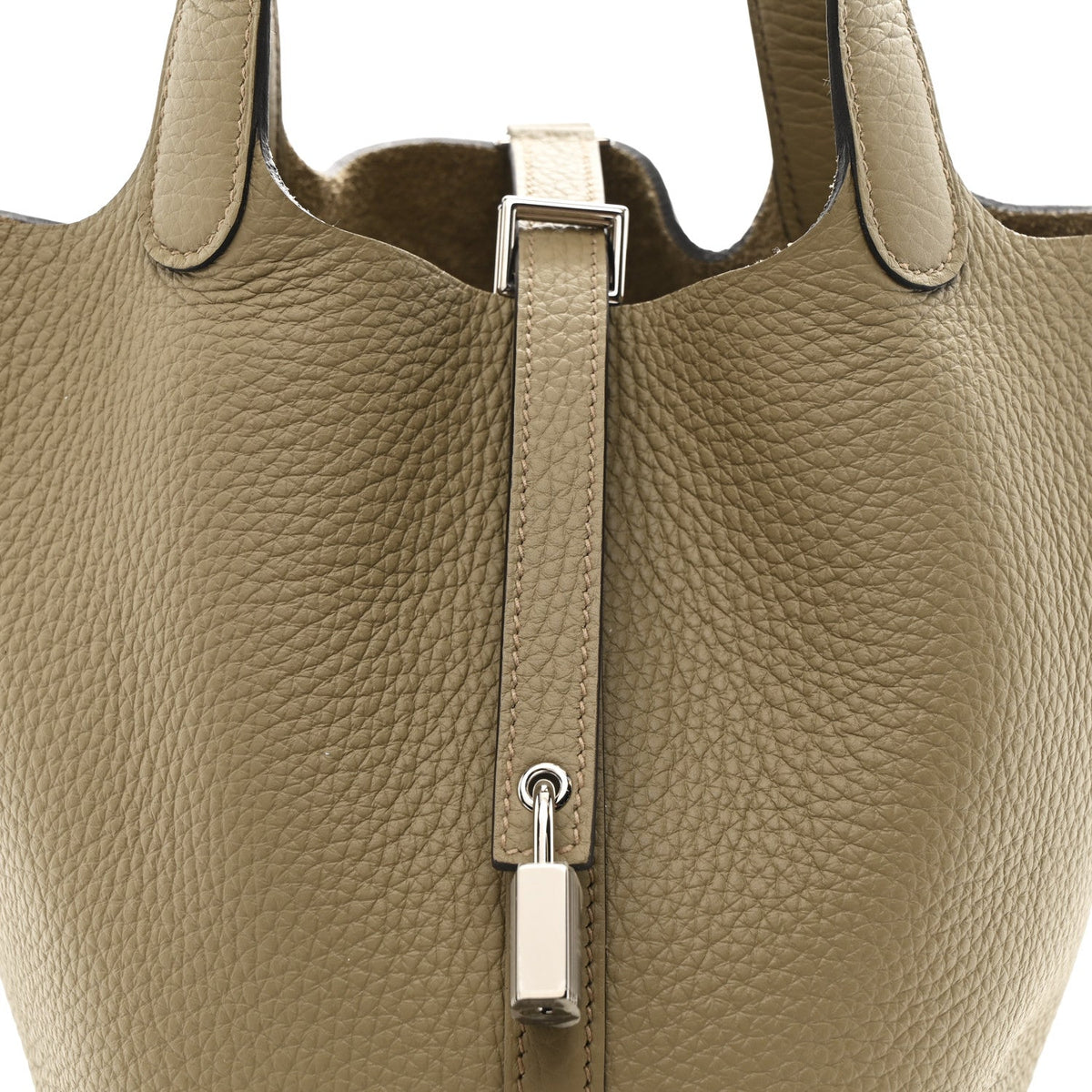 Taurillon Clemence Picotin Lock 18 PM Beige Marfa