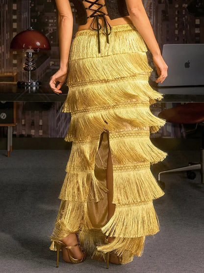 Aubrielle Fringe Tiered Skirt