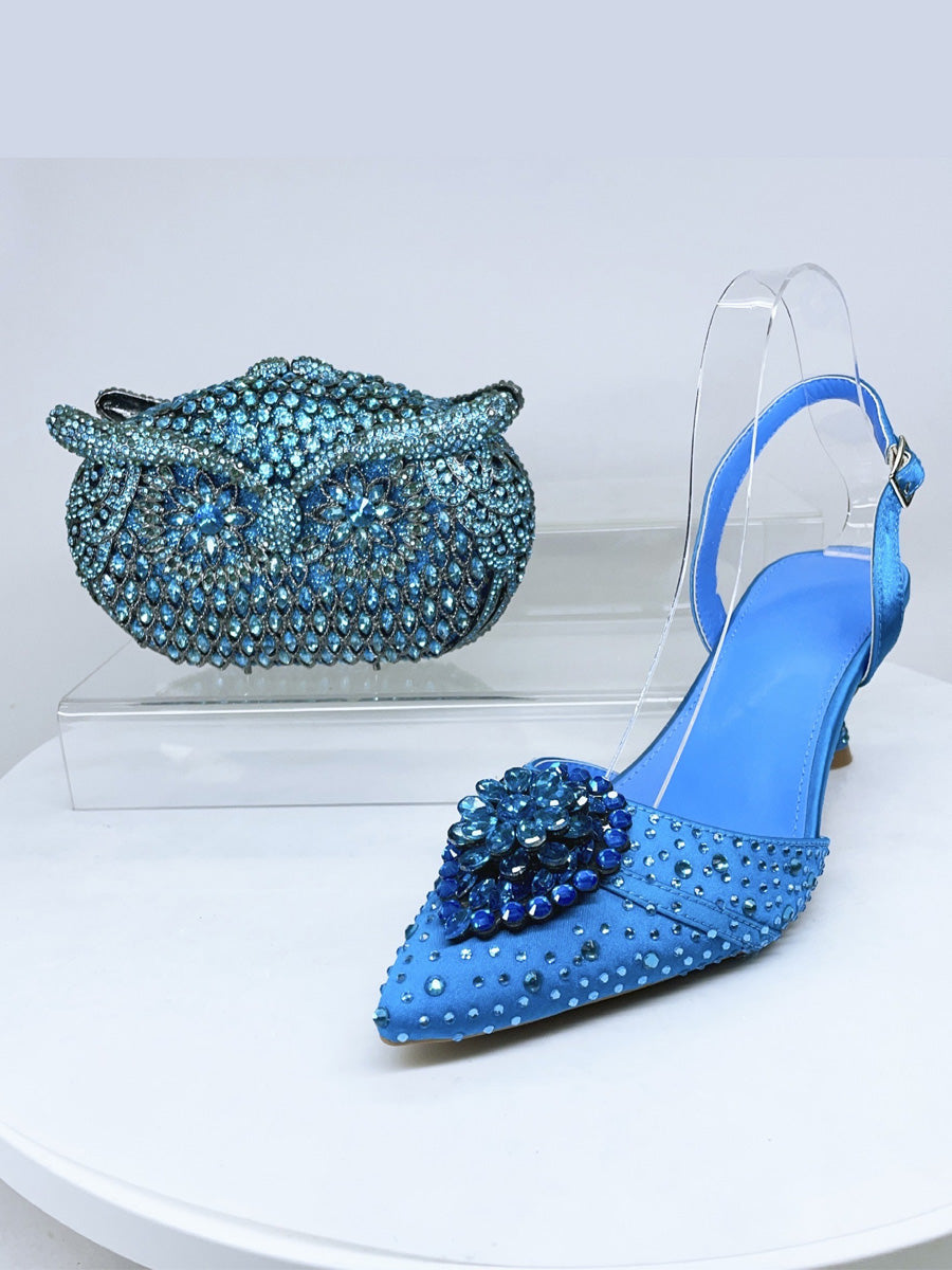Lucia Diamond-Encrusted Crystal High Heels & Bag