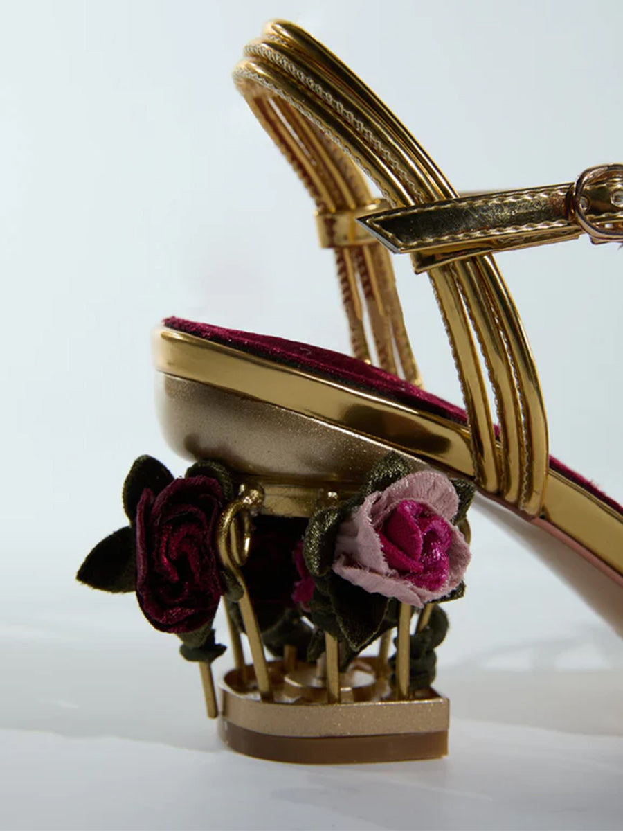 Lolovivi Flower Velvet Sandals