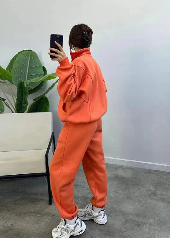 Oversized Zip Up Hoodie and Jogger Set Soft Fabric