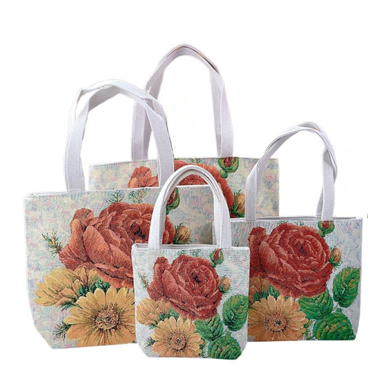 Cosbai - Red Peony Flowers Tote Bag - Charming &amp; Durable