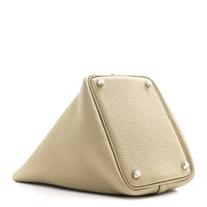 Taurillon Clemence Picotin Lock 18 PM Beige Marfa
