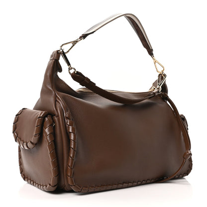 Grained Calfskin Nahir Shoulder Bag Nut