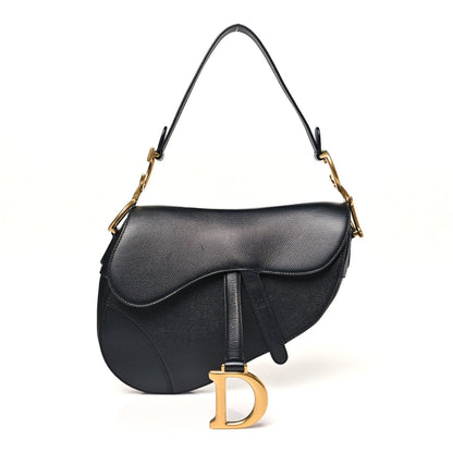Grained Calfskin Saddle Bag Black