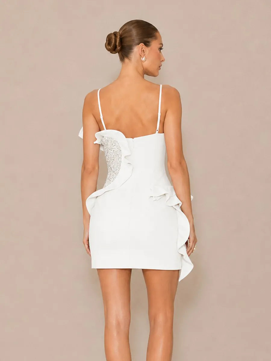 Avalon Rhinestone-Embellished Bodycon Mini Dress with Spaghetti Straps