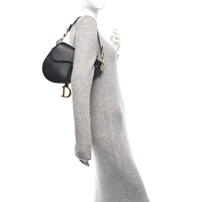 Grained Calfskin Saddle Bag Black