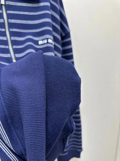 MIUMIU STRIPED ZIP POLO SHIRT STYLE 42