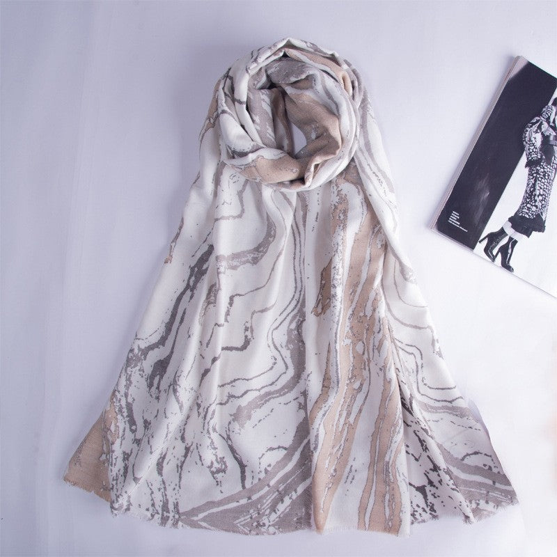 Leisure Marbled Printed Warm Scarf