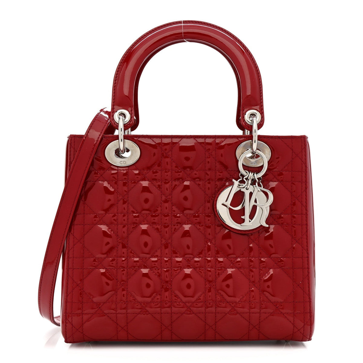 Patent Cannage Medium Lady Dior Red