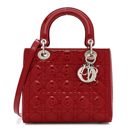 Patent Cannage Medium Lady Dior Red