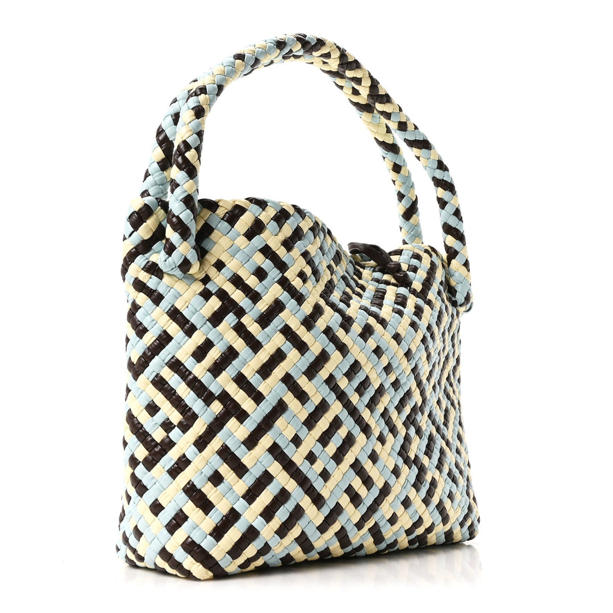 Calfskin Intreccio Tricolor Tosca Shoulder Bag Bitter Chocolate Zest Washed Topazio