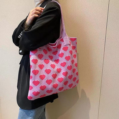 Crochet Tote Bag Love Bag Large Capacity Tote Bag