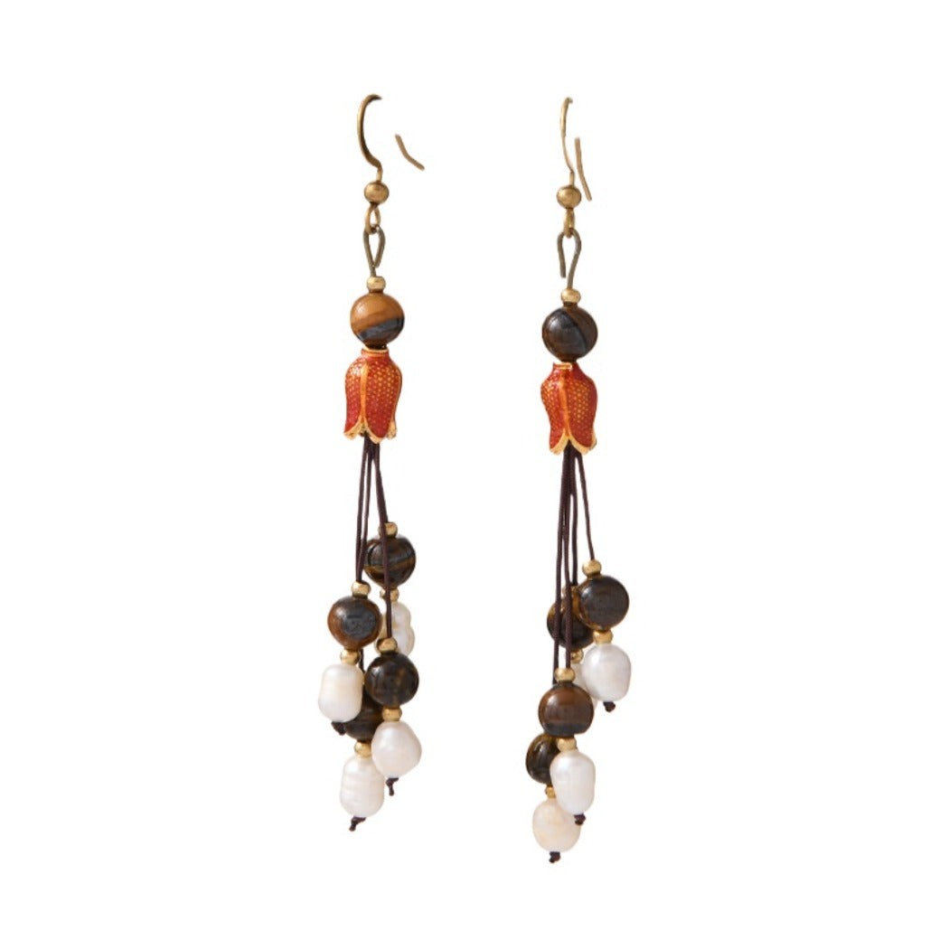 Earwish - Vintage Classic Beaded Long Fringe Earrings - Elegant &amp; Chic