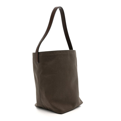Canvas Calfskin Medium N/S Park Tote Taupe