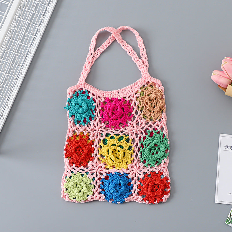 Crochet Granny Square Bag Grandma Grid Handmade Crochet Bag