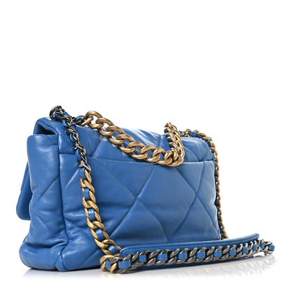 Lambskin Quilted Large Chanel 19 Flap Blue