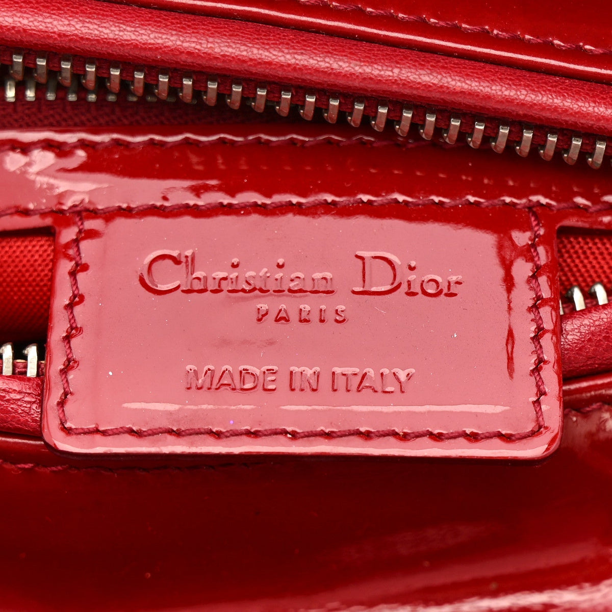 Patent Cannage Medium Lady Dior Red