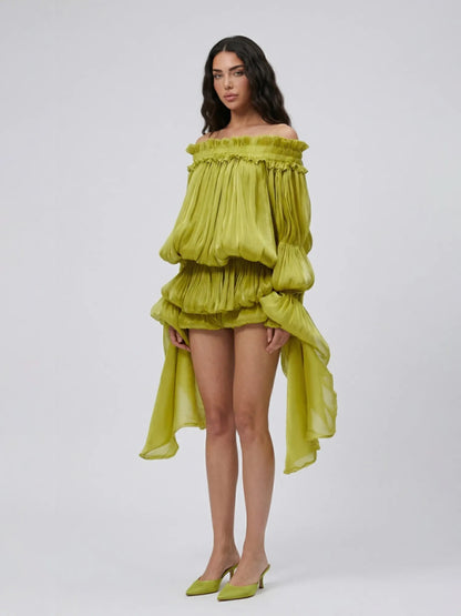 Lunara Off Shoulder Draped Mini Dress