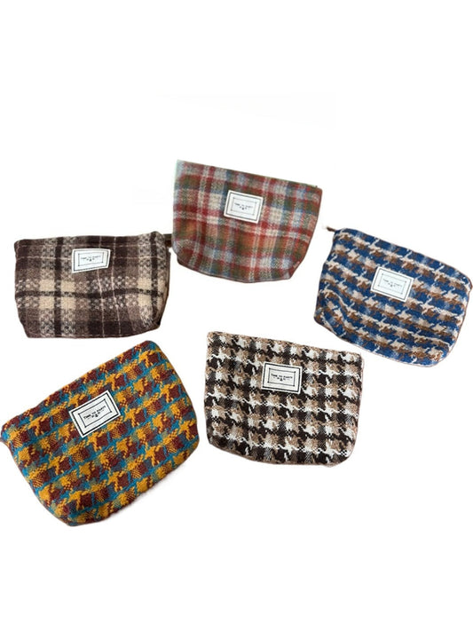 Cosbai - Cosmetic Bag with Classic Plaid Patterns
