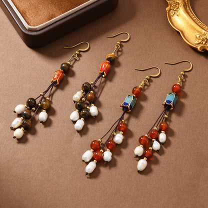 Earwish - Vintage Classic Beaded Long Fringe Earrings - Elegant &amp; Chic