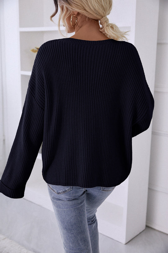 Pocket Oversized Knitted Pullover Sweater