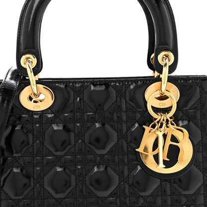 Patent Cannage Medium Lady Dior Black