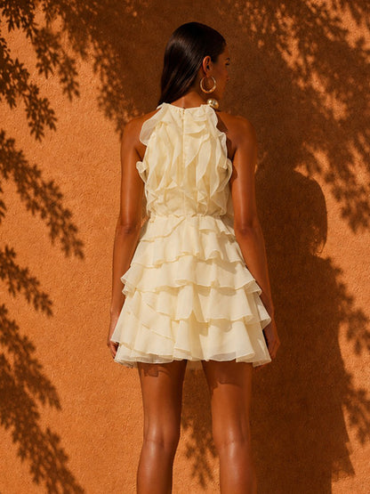 Victoria Sleeveless 3D Ruffle Mini Dress