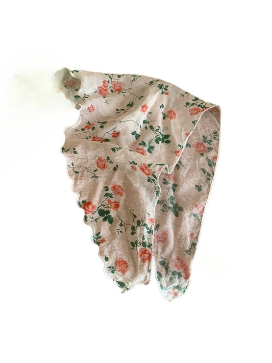 Scarvii - Fresh Style Floral Printed Triangle Scarf - Light &amp; Airy