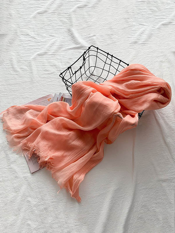 Casual Simple Ramie Cotton 14 Colors Scarf
