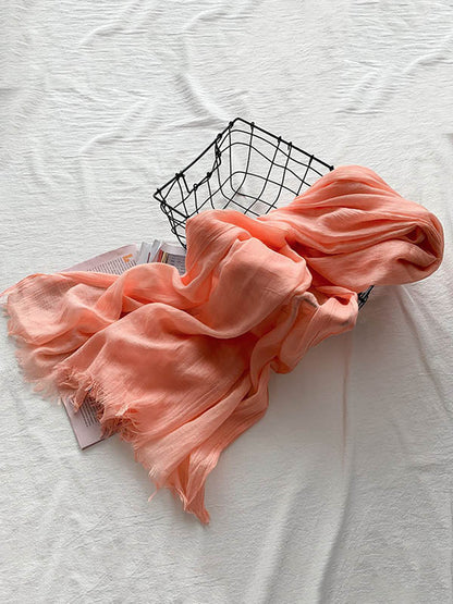 Casual Simple Ramie Cotton 14 Colors Scarf