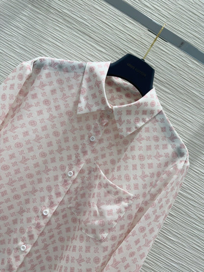 LV 25S Slightly Transparent Set Pink White Poliester