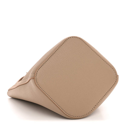 Soft Grained Calfskin Mini Pebble Bucket Bag Oak