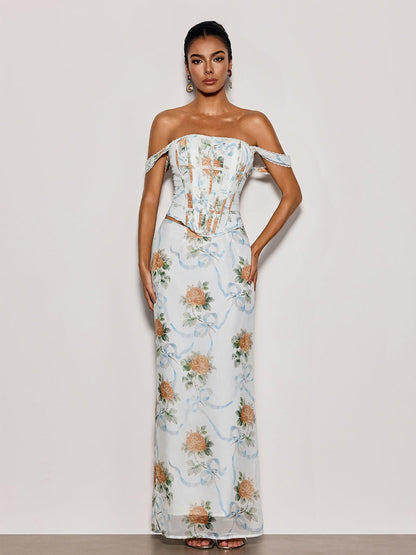 Zoey Off Shoulder Floral Maxi Dress