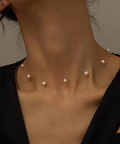 Stylish Gold Alloy Pearl Gratuated Bead Necklace