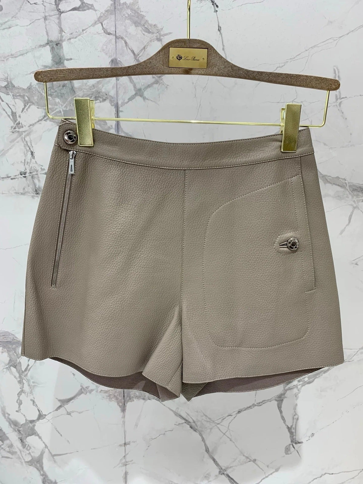 HERMES 25S LEATHER JACKET WITH LEATHER SHORTS
