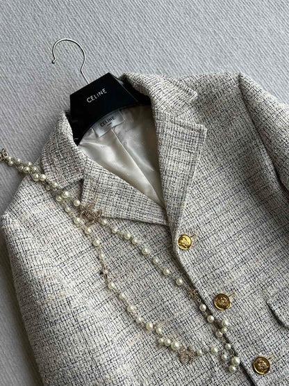 Celine 25 Coat Beige Polyester Cotton