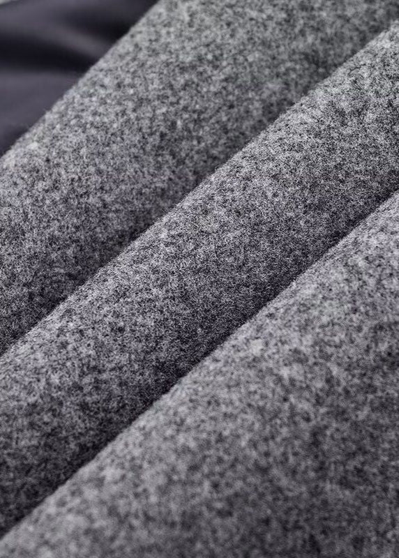 Double Breasted Long Wool Blend Coat Gray