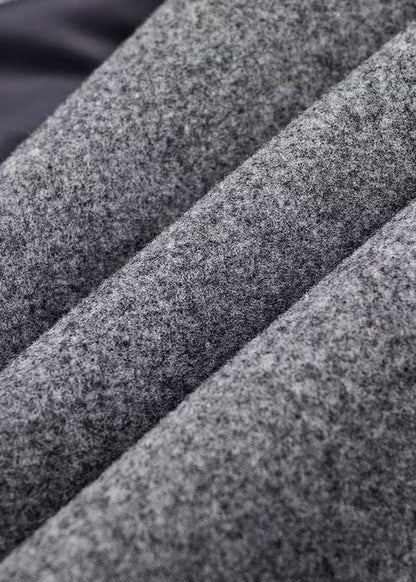 Double Breasted Long Wool Blend Coat Gray
