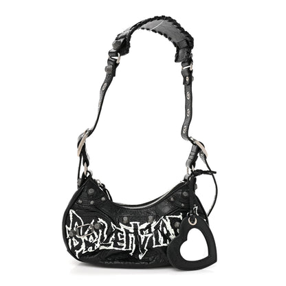 Agneau Arena Lunar New Year Graffiti Logo Le Cagole Shoulder Bag XS Black