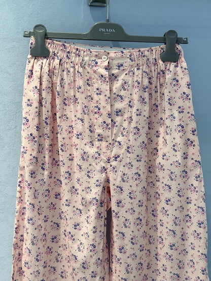Prada 25 Floral Pant Pink Cotton